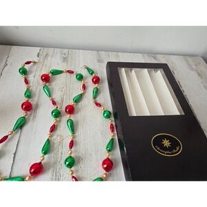 Vintage radko Garland green red ornament glass beaded bumpy Xmas tree